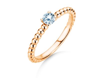 Engagement ring Classic Beads in 14K rosé gold with diamond 0.05ct G/SI