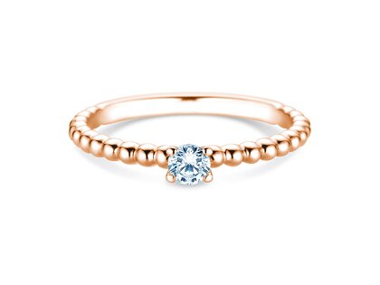 Engagement ring Classic Beads in 14K rosé gold with lab-grown diamond 0.15ct E/VS
