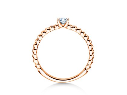 Engagement ring Classic Beads in 14K rosé gold with lab-grown diamond 0.15ct E/VS