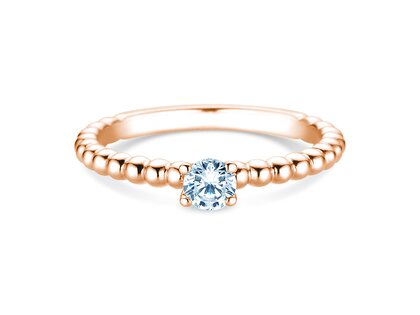 Engagement ring Classic Beads in 9K rosé gold with diamond 0.25ct H/SI
