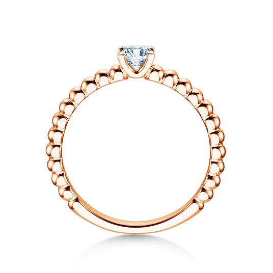 Engagement ring Classic Beads in 14K rosé gold with lab-grown diamond 0.25ct D/IF