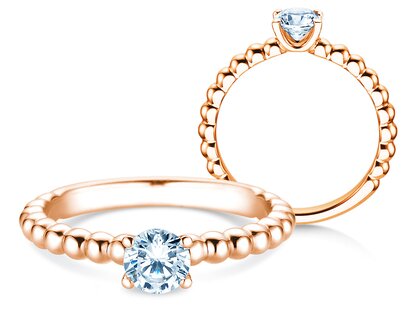 Engagement ring Classic Beads in 14K rosé gold with diamond 0.50ct H/SI