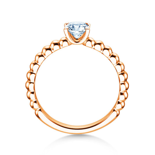 Engagement ring Classic Beads in 9K rosé gold with diamond 0.50ct