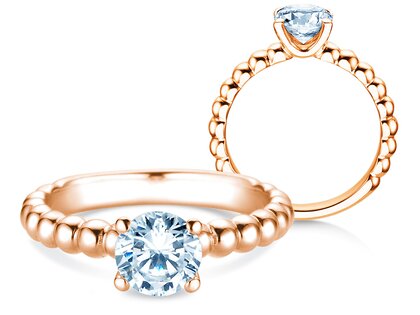 Engagement ring Classic Beads in 14K rosé gold with diamond 1.00ct G/SI