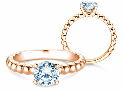 Engagement ring Classic Beads in 14K rosé gold with diamond 1.00ct G/SI