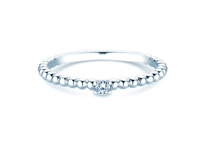 Engagement ring Classic Beads in silver 925/- with diamond 0.05ct G/SI