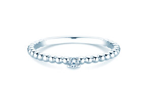 Engagement ring Classic Beads in silver 925/- with diamond 0.05ct G/SI