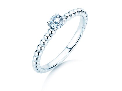 Engagement ring Classic Beads in silver 925/- with diamond 0.05ct G/SI