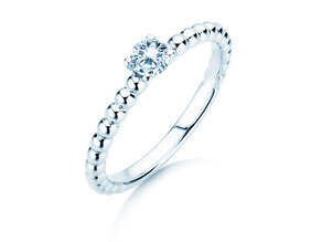 Engagement ring Classic Beads in silver 925/- with diamond 0.05ct G/SI