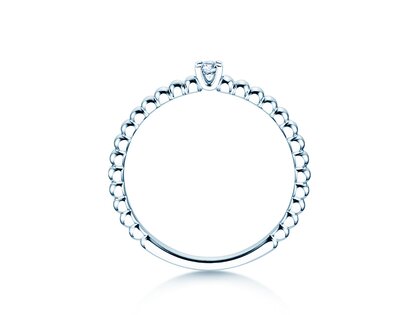 Engagement ring Classic Beads in silver 925/- with diamond 0.05ct G/SI