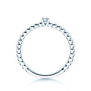 Engagement ring Classic Beads in silver 925/- with diamond 0.05ct G/SI