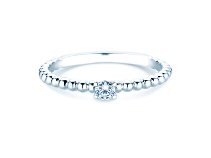 Engagement ring Classic Beads in silver 925/- with diamond 0.10ct H/SI