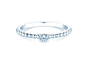 Engagement ring Classic Beads in silver 925/- with diamond 0.10ct H/SI