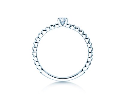 Engagement ring Classic Beads in silver 925/- with diamond 0.10ct H/SI