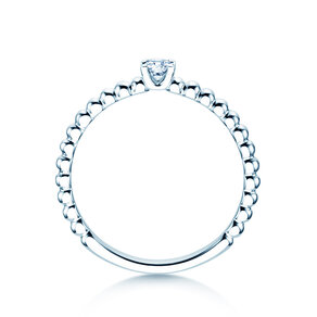 Engagement ring Classic Beads in silver 925/- with diamond 0.10ct H/SI
