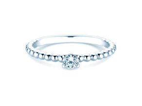 Engagement ring Classic Beads in 14K white gold with lab-grown diamond 0.15ct E/VS