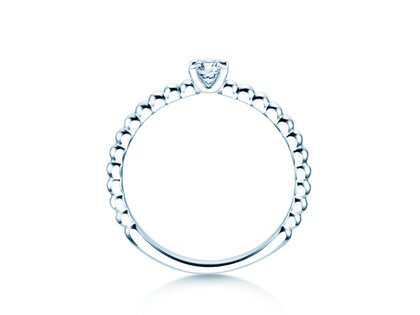Engagement ring Classic Beads in 14K white gold with lab-grown diamond 0.15ct E/VS