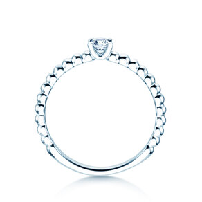 Engagement ring Classic Beads in 14K white gold with lab-grown diamond 0.15ct E/VS