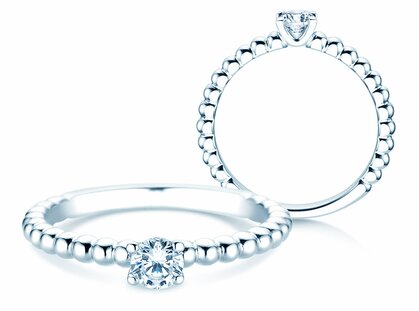Engagement ring Classic Beads in 14K white gold with diamond 0.25ct G/SI