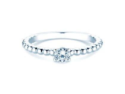 Engagement ring Classic Beads in 9K white gold with diamond 0.25ct H/SI