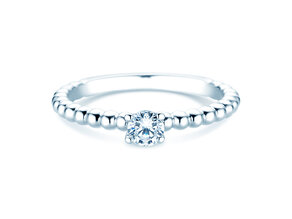 Engagement ring Classic Beads in 9K white gold with diamond 0.25ct H/SI