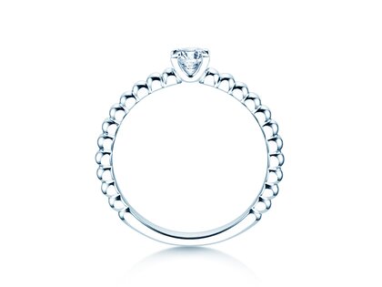 Engagement ring Classic Beads in 9K white gold with diamond 0.25ct H/SI
