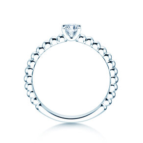 Engagement ring Classic Beads in 9K white gold with diamond 0.25ct H/SI