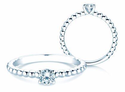 Engagement ring Classic Beads in 14K white gold with diamond 0.30ct G/SI
