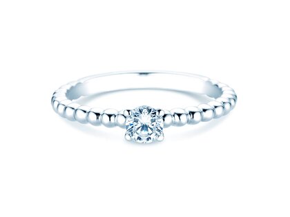 Engagement ring Classic Beads in 9K white gold with diamond 0.30ct H/SI
