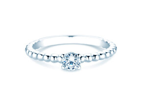 Engagement ring Classic Beads in 9K white gold with diamond 0.30ct H/SI