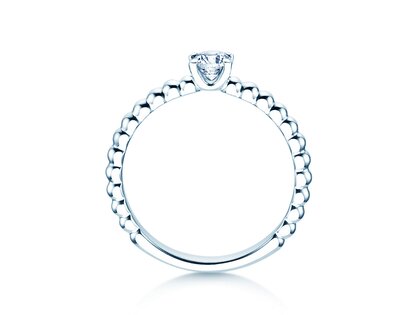 Engagement ring Classic Beads in 9K white gold with diamond 0.30ct H/SI
