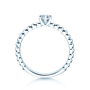 Engagement ring Classic Beads in 9K white gold with diamond 0.30ct H/SI
