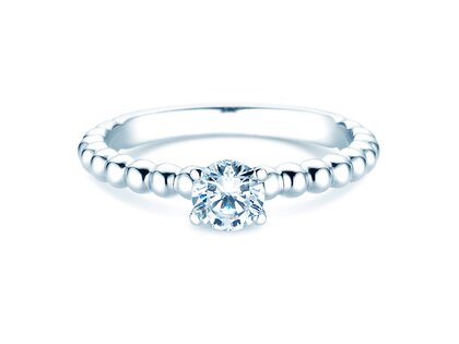Engagement ring Classic Beads in 9K white gold with diamond 0.50ct H/SI