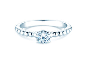 Engagement ring Classic Beads in 9K white gold with diamond 0.50ct H/SI