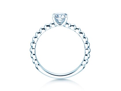 Engagement ring Classic Beads in 9K white gold with diamond 0.50ct H/SI