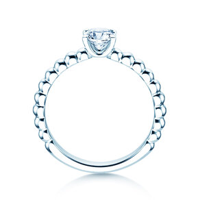 Engagement ring Classic Beads in 9K white gold with diamond 0.50ct H/SI