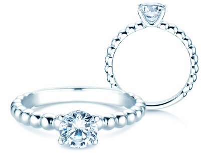 Engagement ring Classic Beads in 14K white gold with lab-grown diamond 0.75ct D/IF