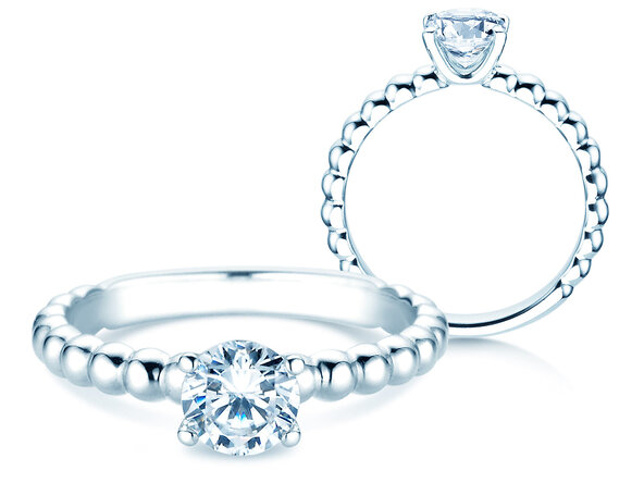 Engagement ring Classic Beads in 14K white gold with lab-grown diamond 0.75ct E/VS
