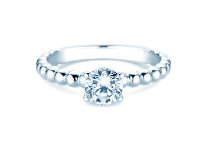 Engagement ring Classic Beads in 14K white gold with lab-grown diamond 0.75ct E/VS
