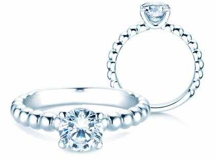 Engagement ring Classic Beads in platinum 950/- with diamond 1.00ct G/SI