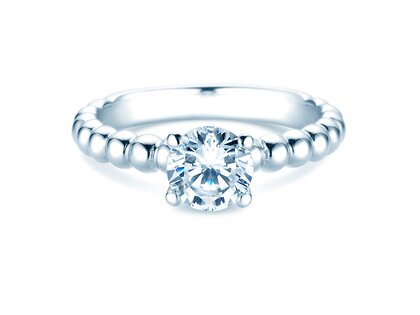 Engagement ring Classic Beads in 9K white gold with diamond 1.00ct D/IF