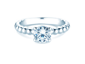 Engagement ring Classic Beads in 9K white gold with diamond 1.00ct D/IF