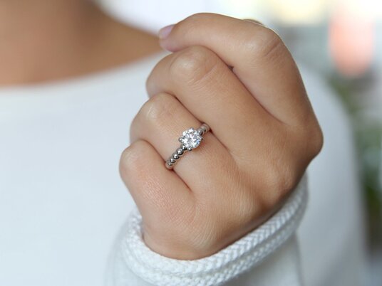 Engagement ring Classic Beads in 9K white gold with diamond 1.00ct