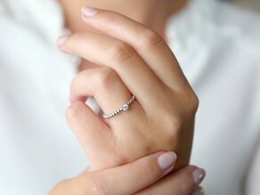 Engagement ring Classic Beads in silver 925/- with diamond 0.10ct H/SI