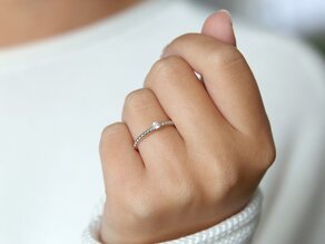Engagement ring Classic Beads in silver 925/- with diamond 0.10ct H/SI