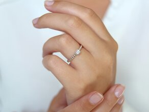Engagement ring Classic Beads in 9K white gold with diamond 0.25ct H/SI