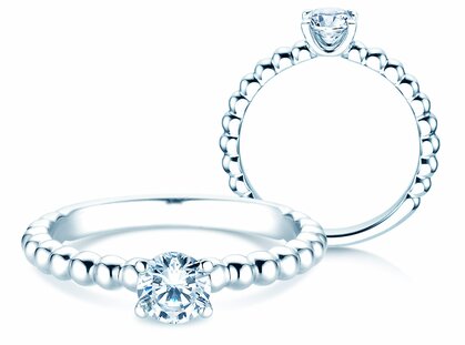 Engagement ring Classic Beads in 14K white gold with diamond 0.50ct G/SI