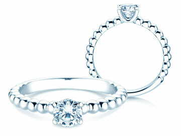 Engagement ring Classic Beads in silver 925/- with diamond 0.05ct G/SI