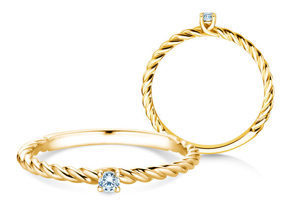 Engagement ring Classic Loop in 14K yellow gold with diamond 0.05ct H/SI