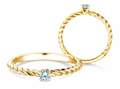 Engagement ring Classic Loop in 9K yellow gold with diamond 0.10ct G/SI